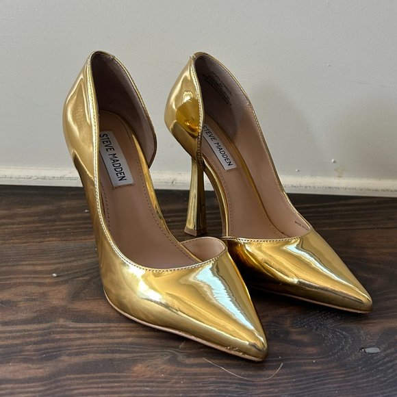 Steve Madden マジックテープ スリッポン スニーカー Gold スティーブ マデン STEVE MADDEN ロゴ入りラインスニーカー